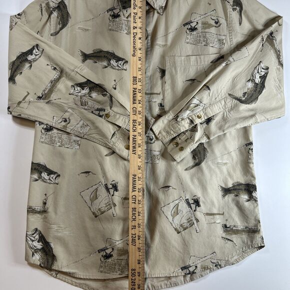 Field & Stream Shirt Mens Large Short Sleeve Fish Fishing Pole Bass Angler Beige - Picture 6 of 10